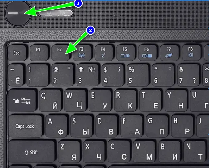 зайти в біос на ноутбуці Acer клавішею F2